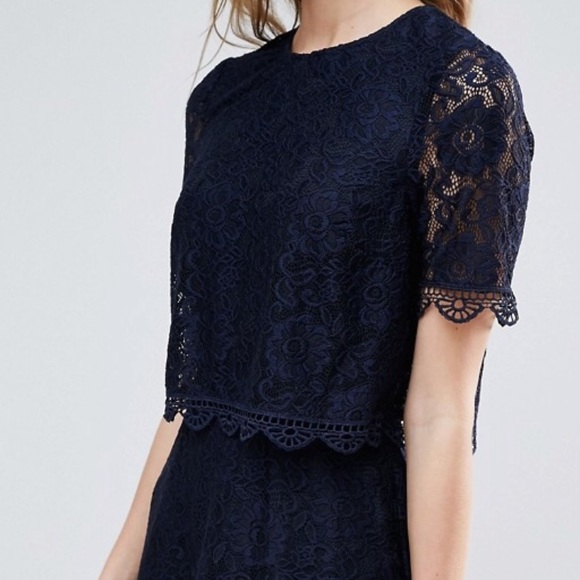 ASOS Skater Dress in Lace with Crop Top Layer - Picture 3 of 5